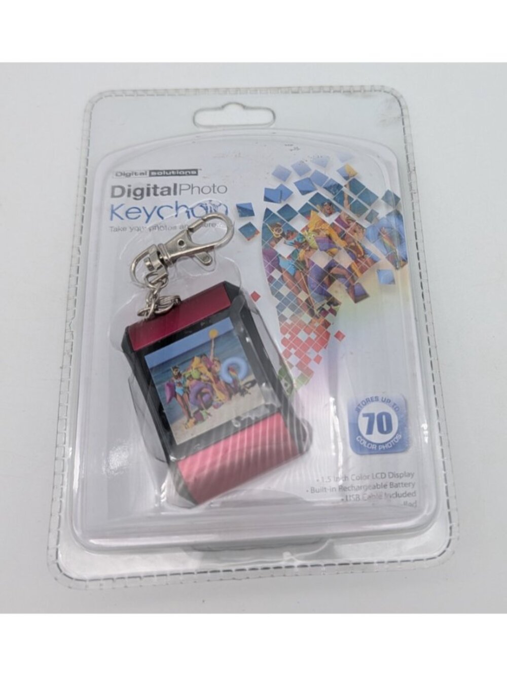 Digital Solutions Color 1.5" LCD Digital 70 Photo Keychain Rechargeable New-M